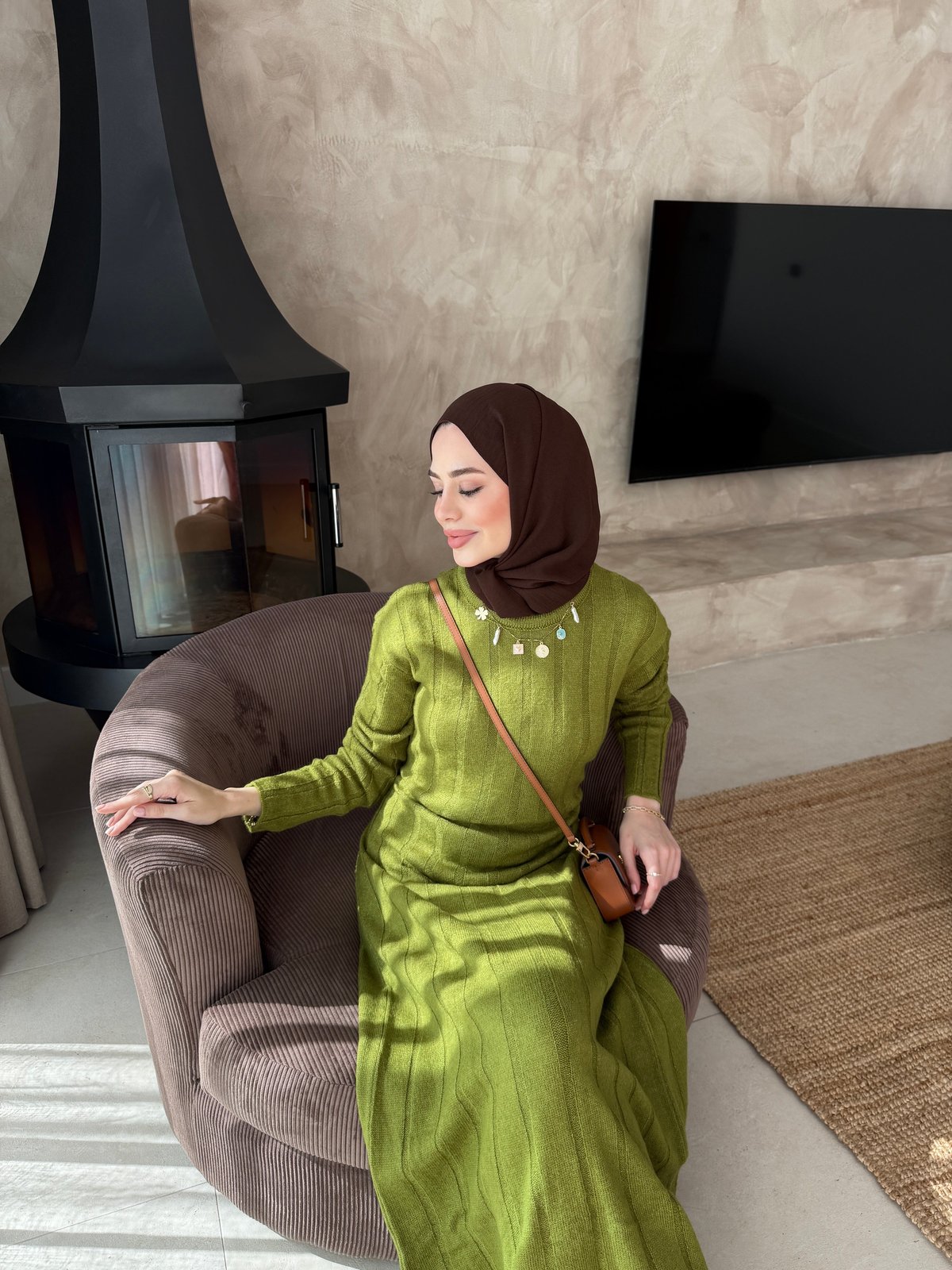 Kanyon Angora Elbise Yeşil