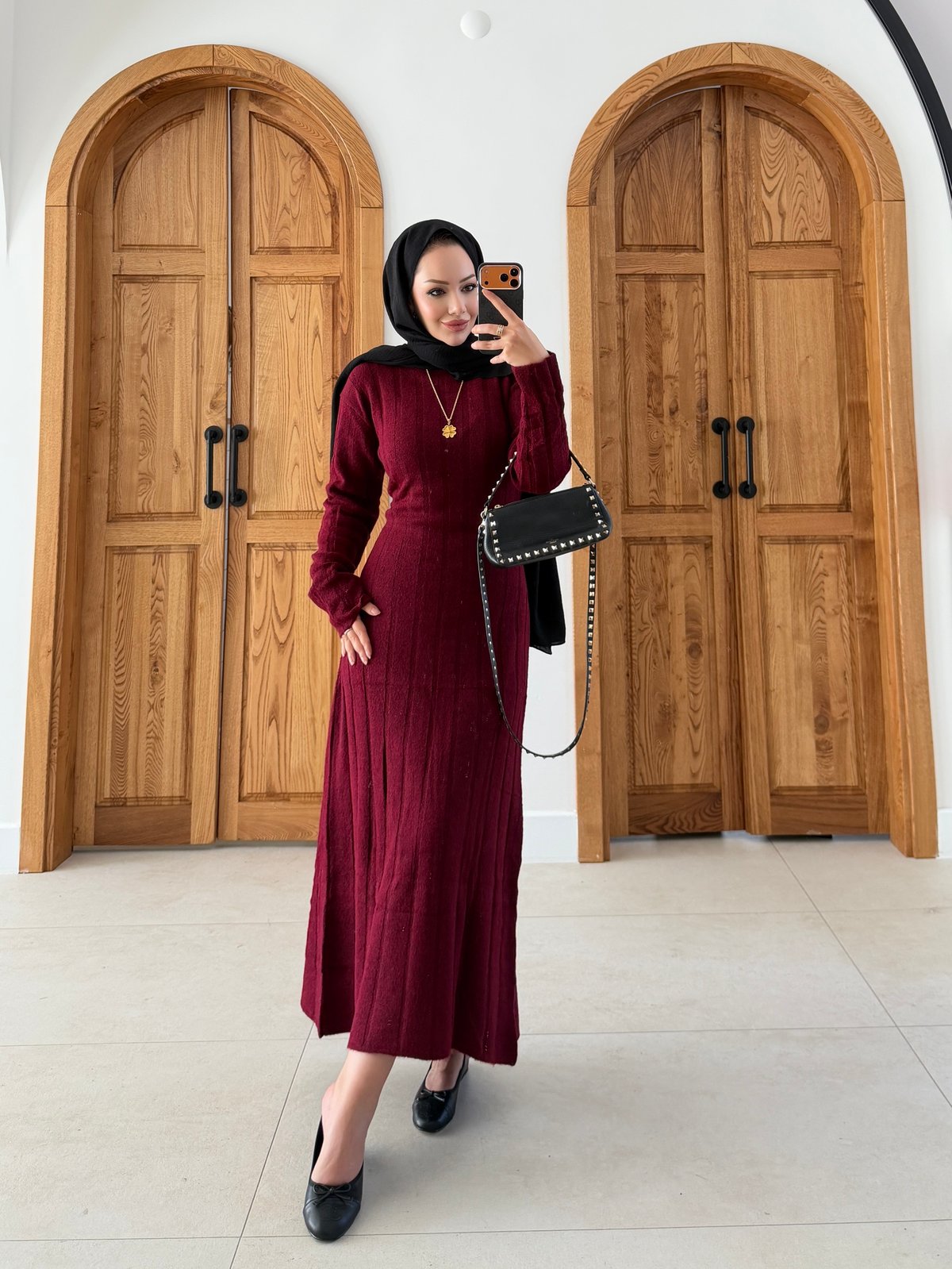 Kanyon Angora Elbise Bordo
