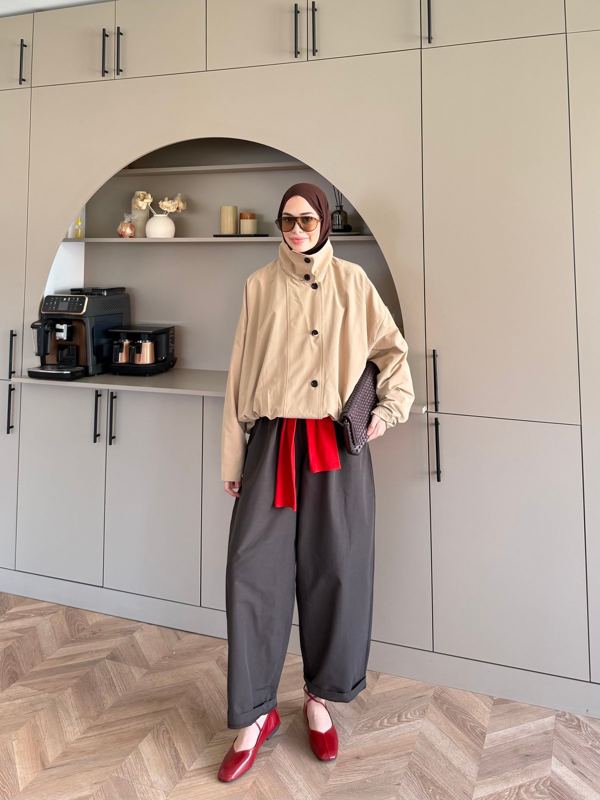 Kıta Düğmeli Bomber Ceket Bej (4569)