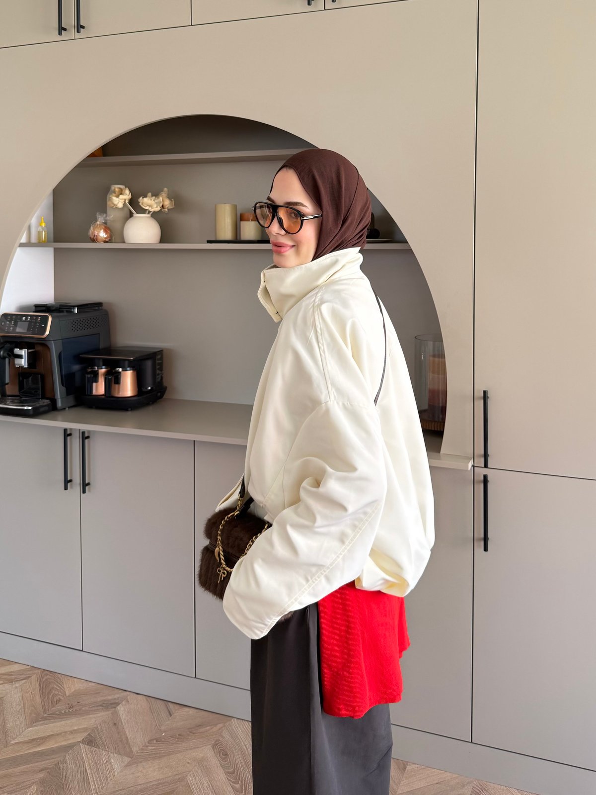 Kıta Düğmeli Bomber Ceket Beyaz (4569)