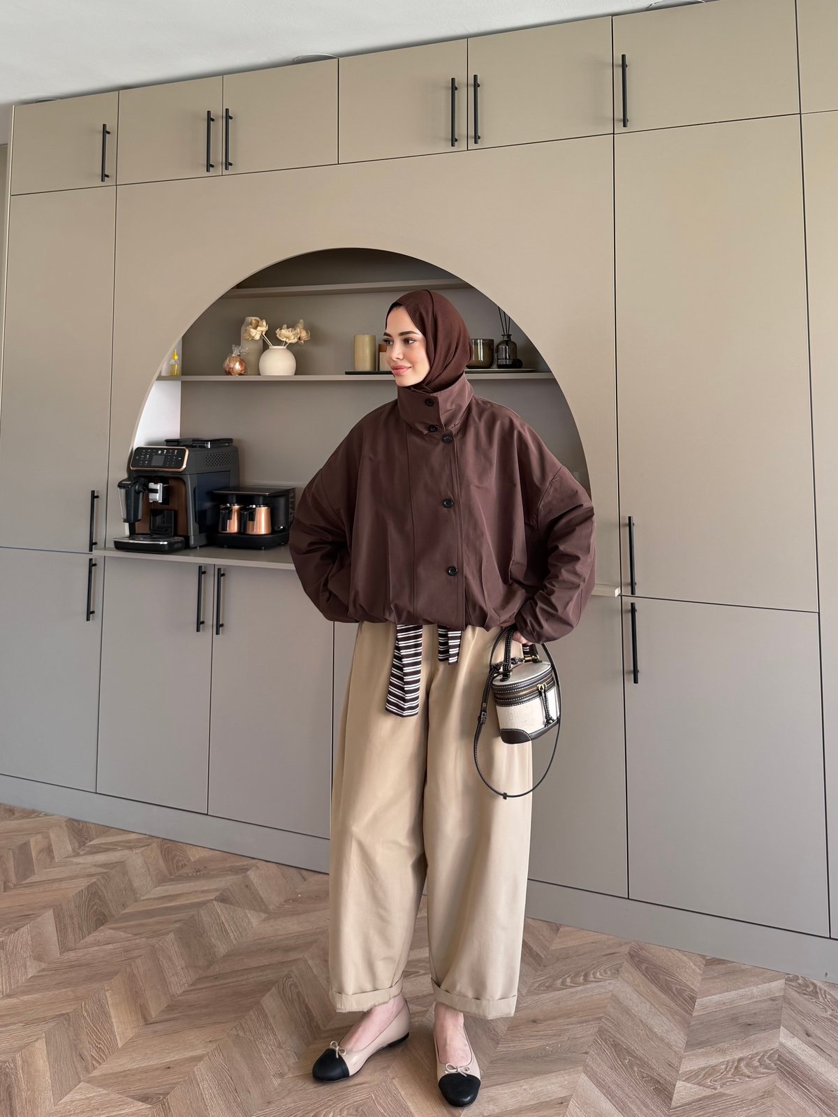 Kıta Düğmeli Bomber Ceket Kahve (4569)