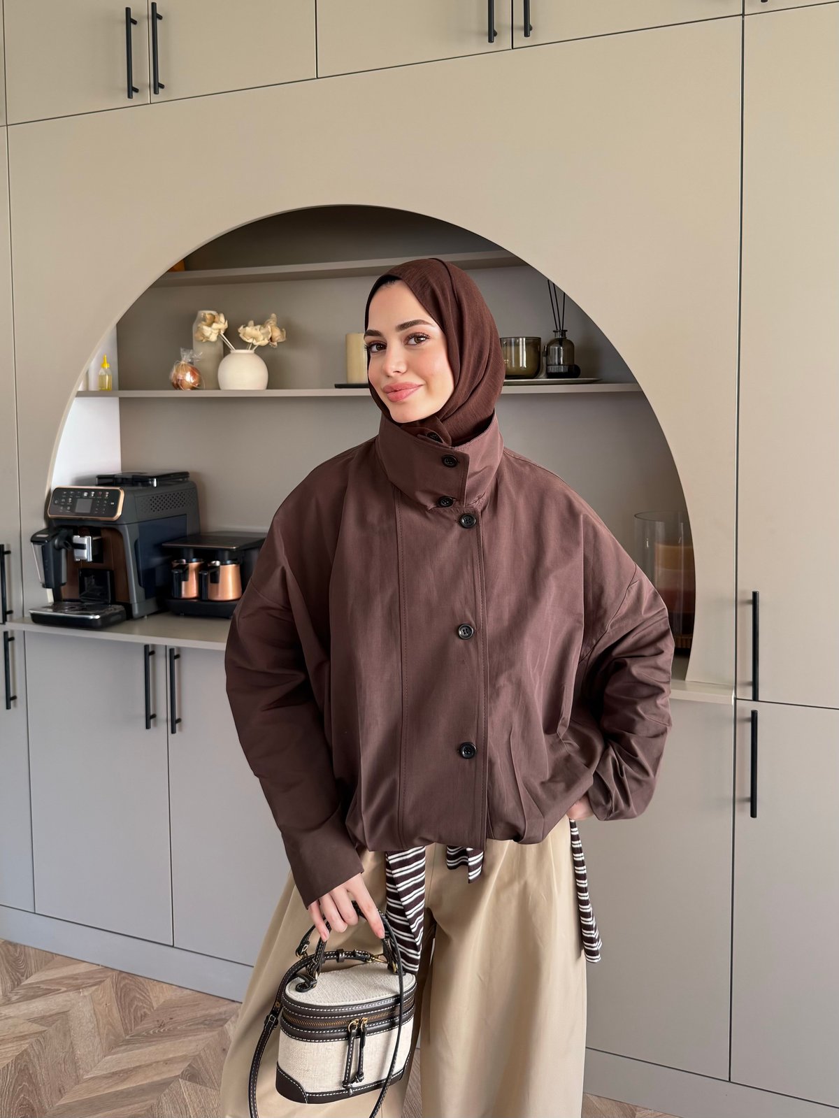 Kıta Düğmeli Bomber Ceket Kahve (4569)