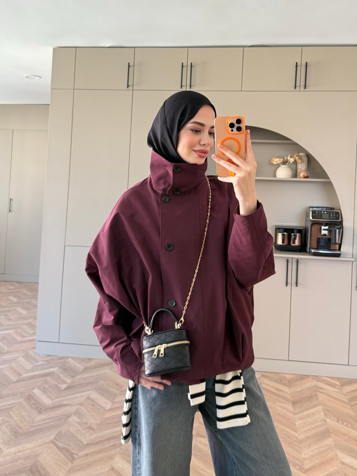 Kıta Düğmeli Bomber Ceket Mürdüm (4569)