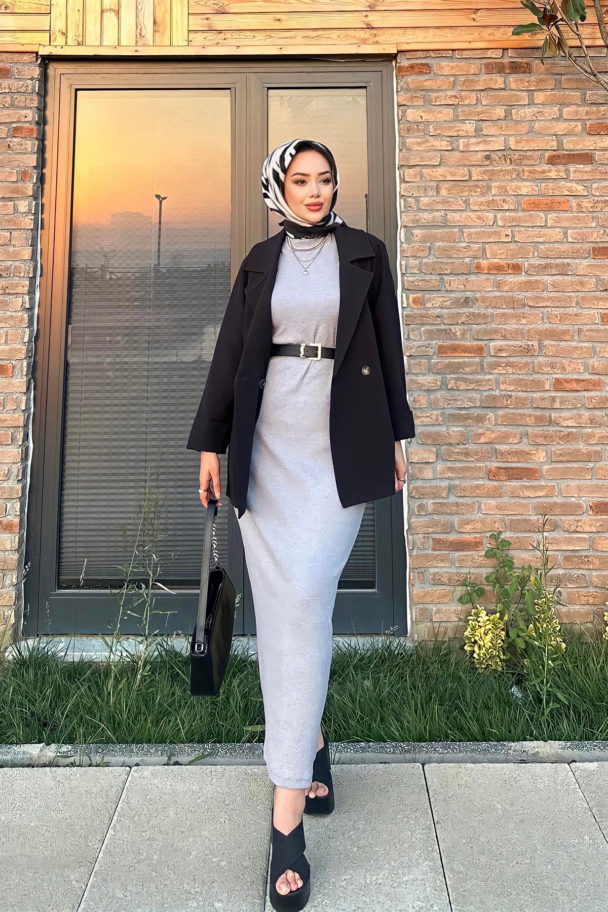 Kolsuz Basic İçlik Elbise Gri (ÖN SİPARİŞ)