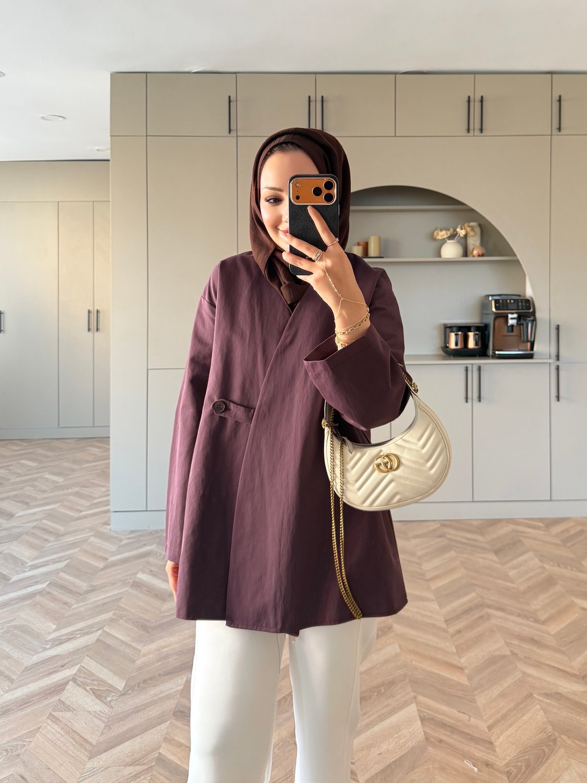 Korce Düğme Detaylı Trenç Bordo (3141)