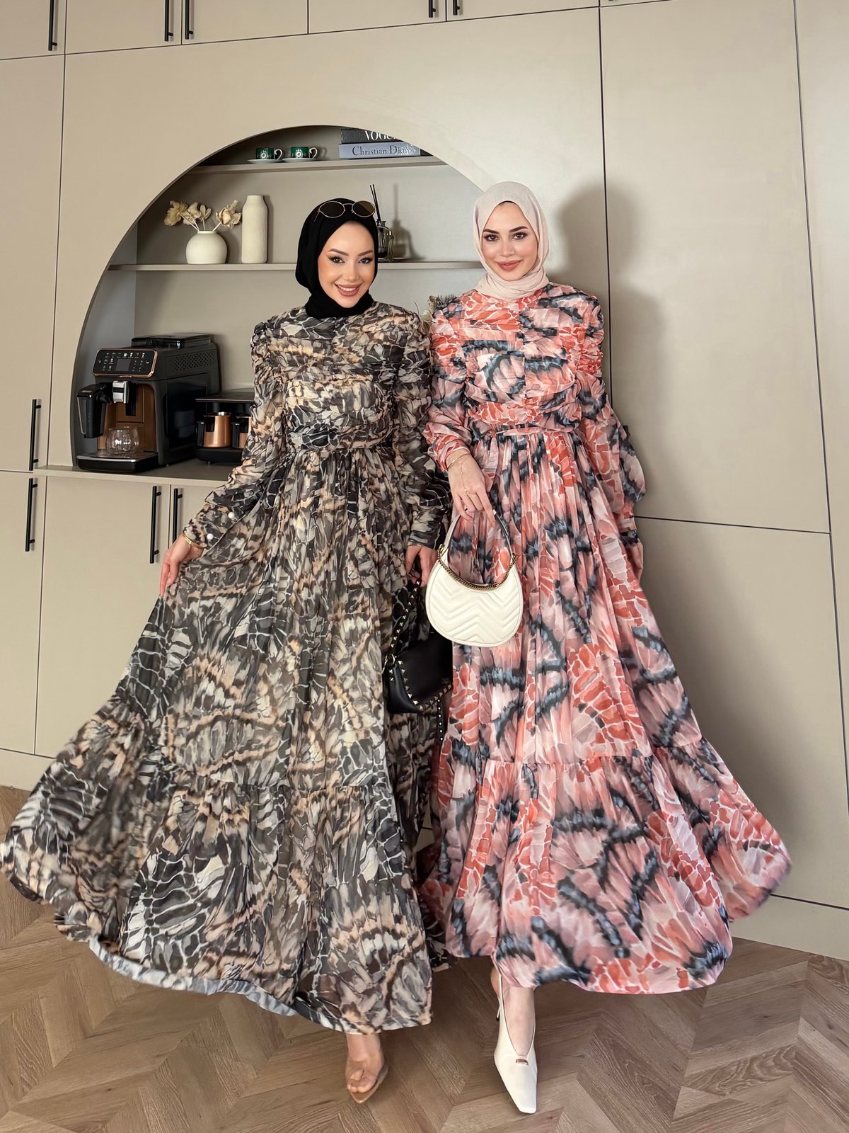 Larisa Drapeli Şifon Elbise Pembe (5720)