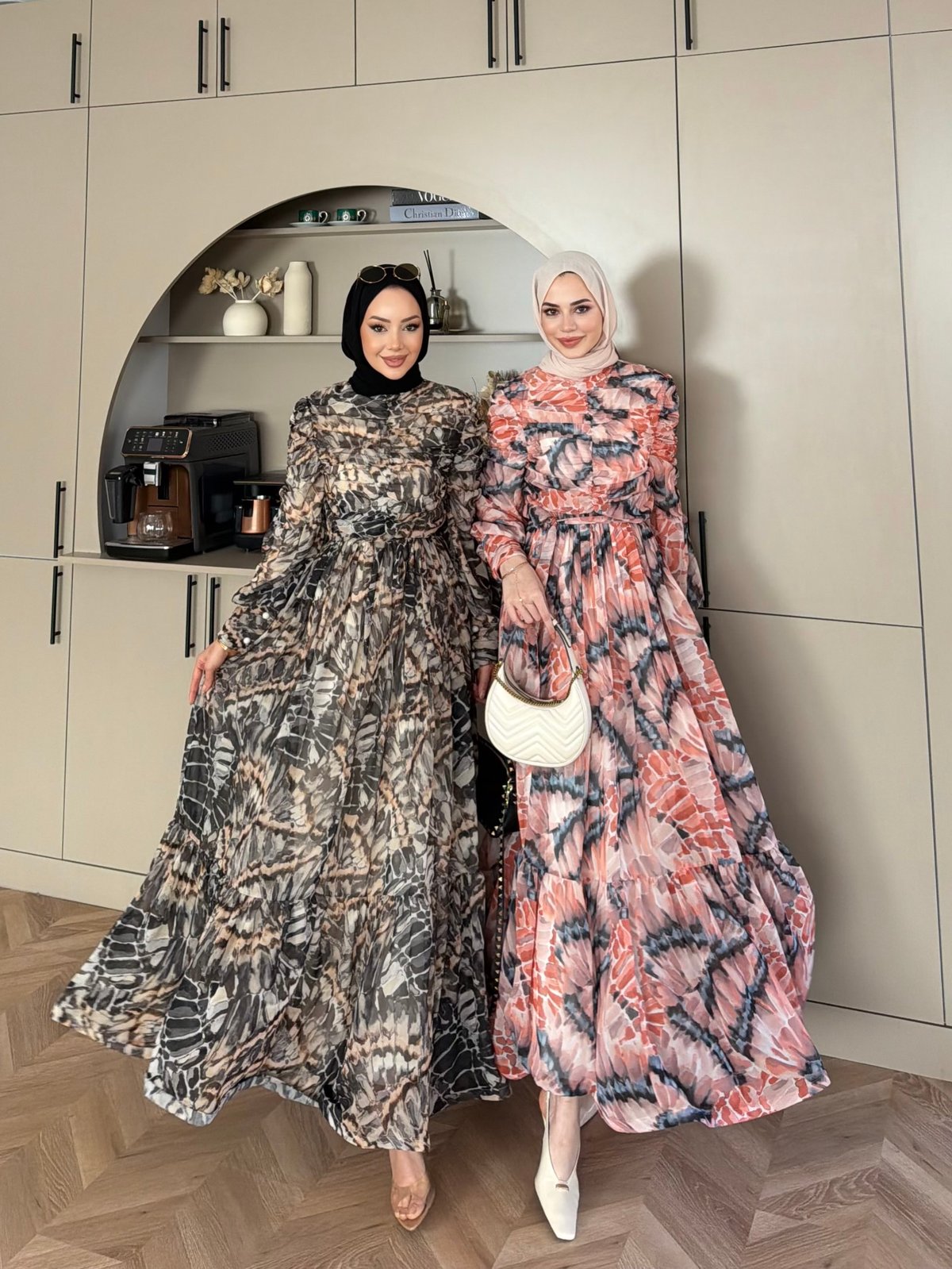 Larisa Drapeli Şifon Elbise Pembe (5720)