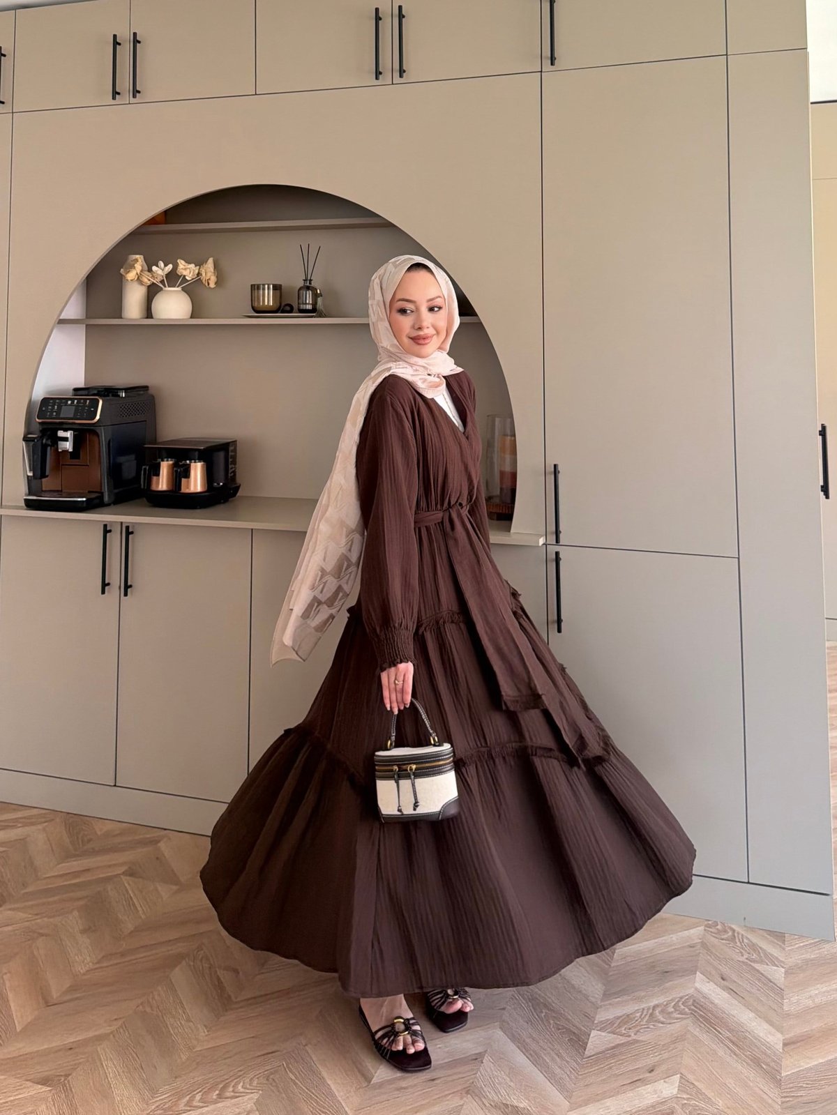 Lavin Müslin Elbise Acı Kahve (4496)