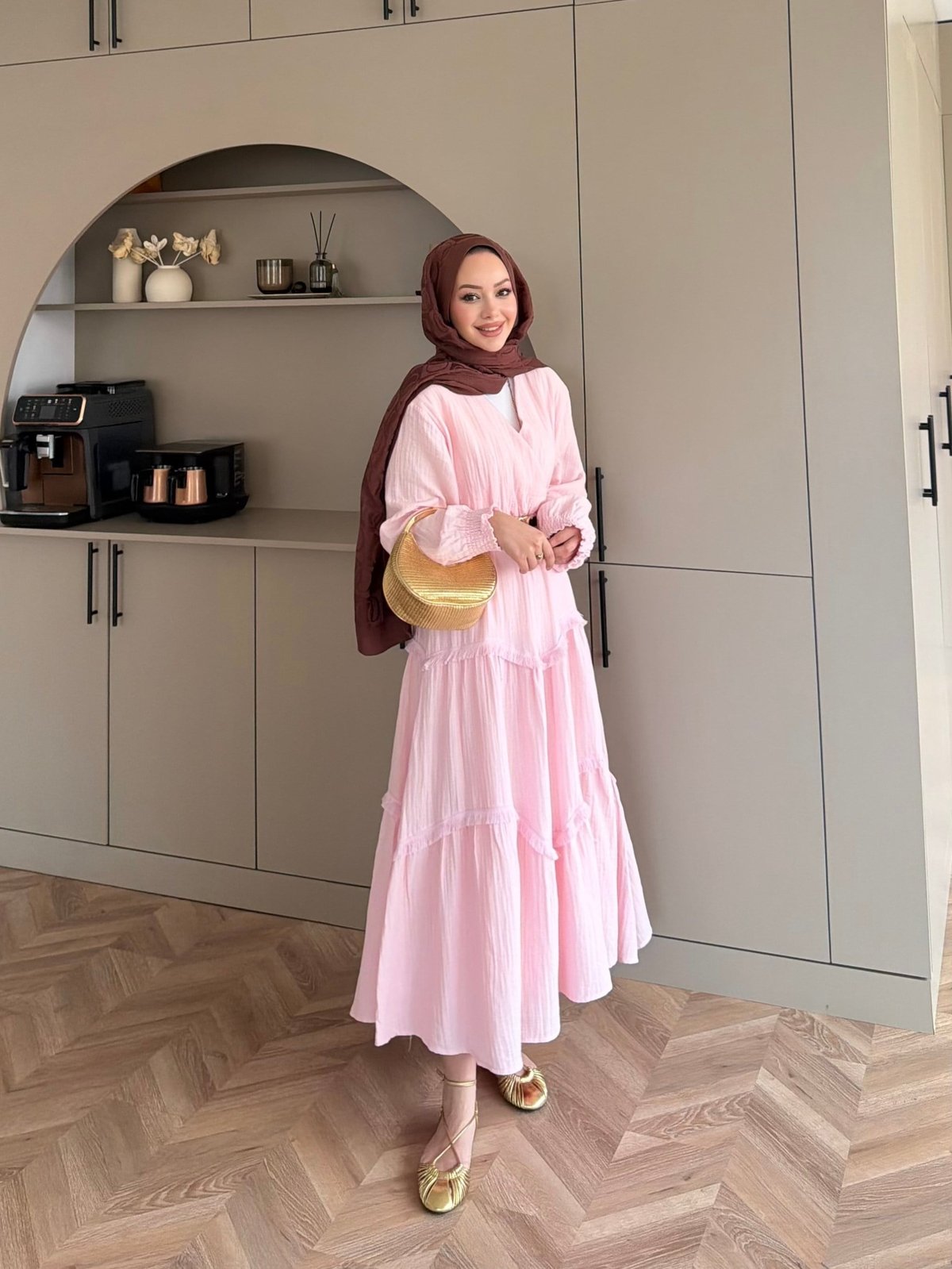 Lavin Müslin Elbise Pembe (4496)