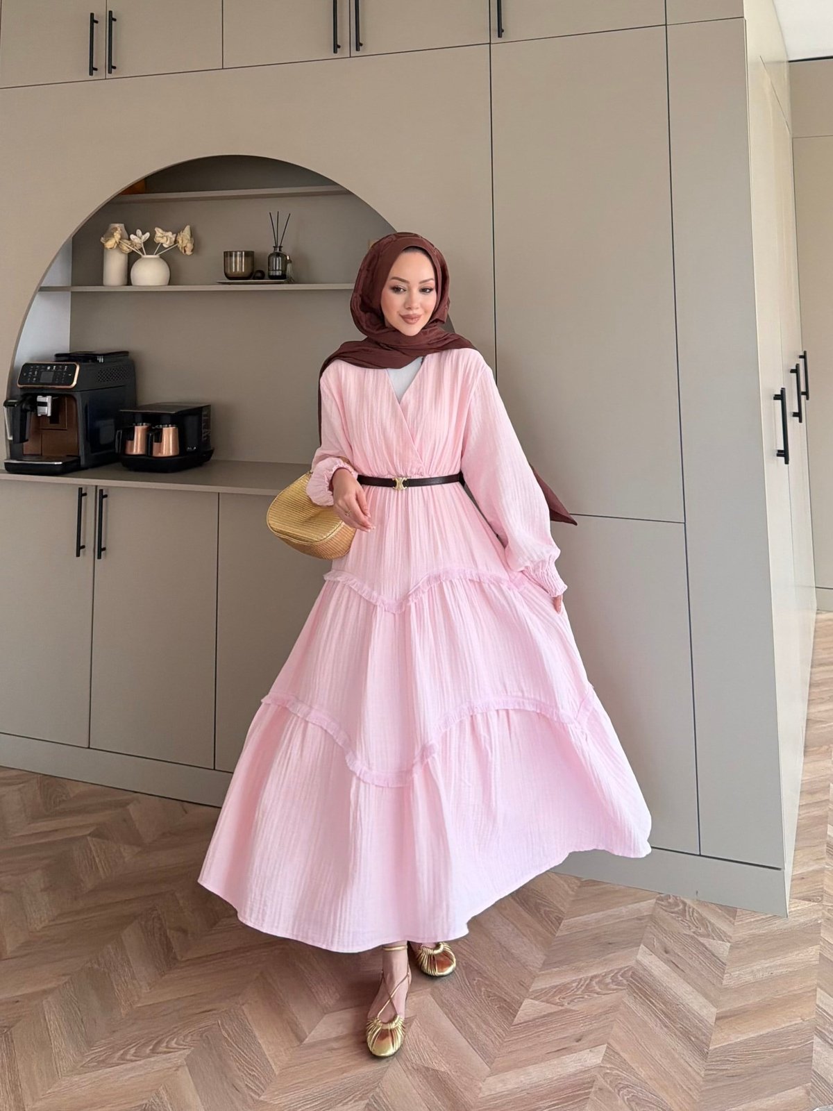 Lavin Müslin Elbise Pembe (4496)