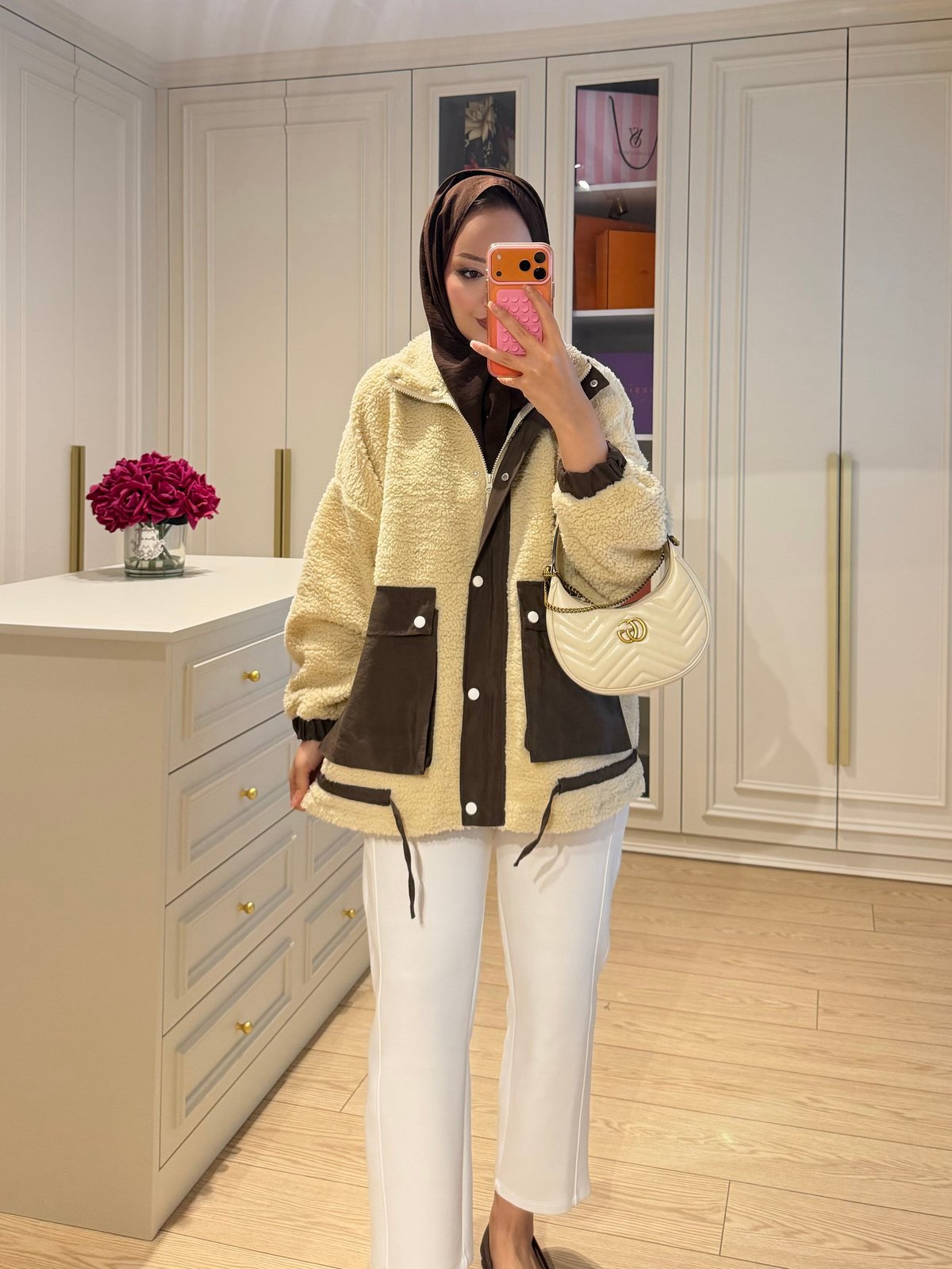 Lexi Dik Yaka Peluş Ceket Kahve (3234)