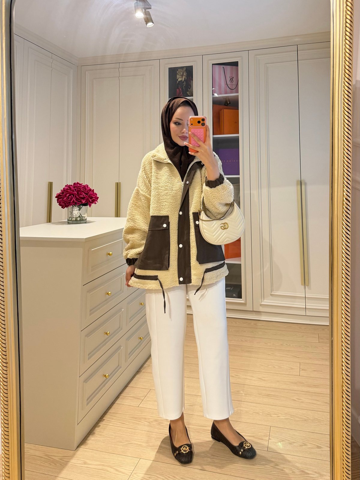 Lexi Dik Yaka Peluş Ceket Kahve (3234)