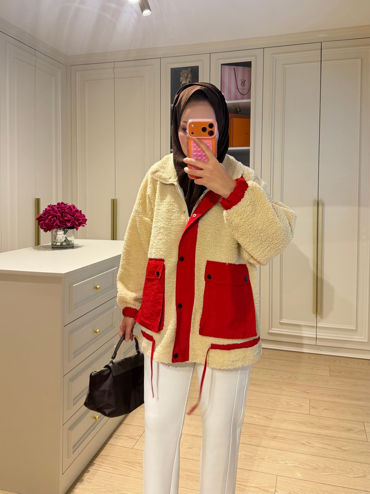 Lexi Dik Yaka Peluş Ceket Kırmızı (3234)