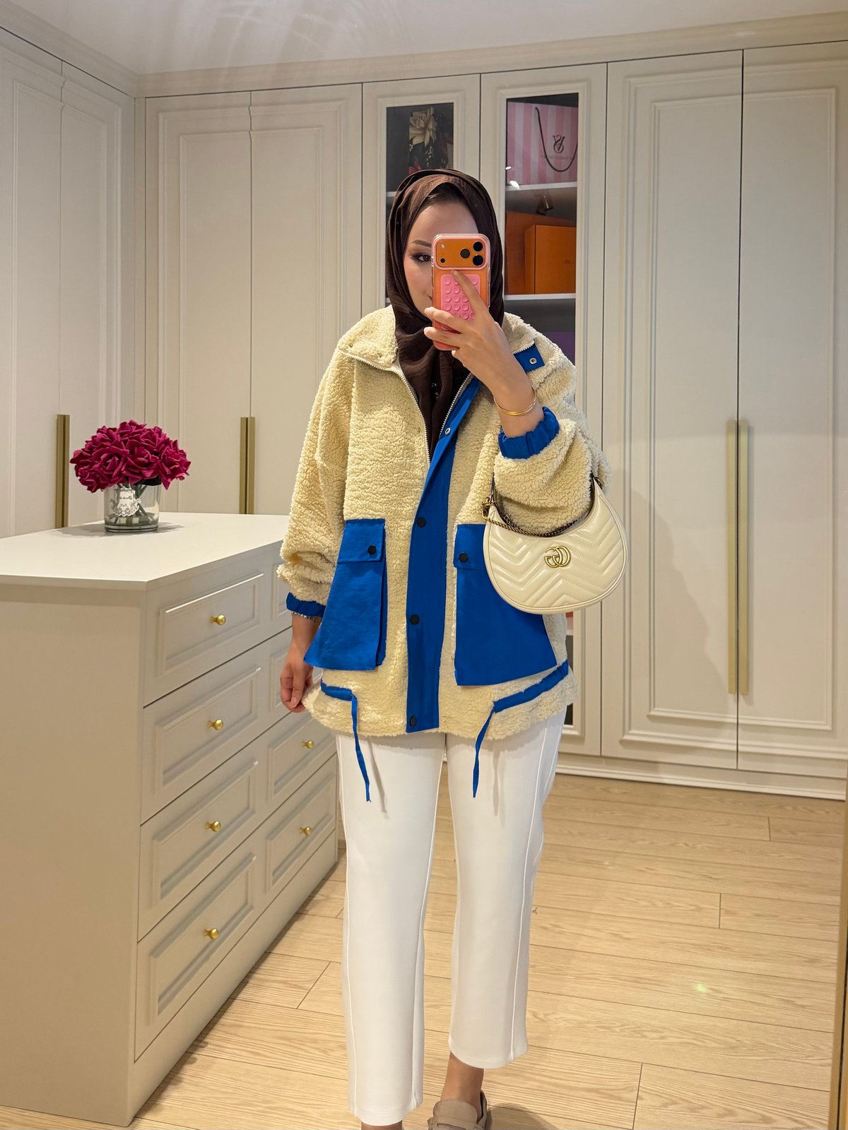 Lexi Dik Yaka Peluş Ceket Mavi (3234)