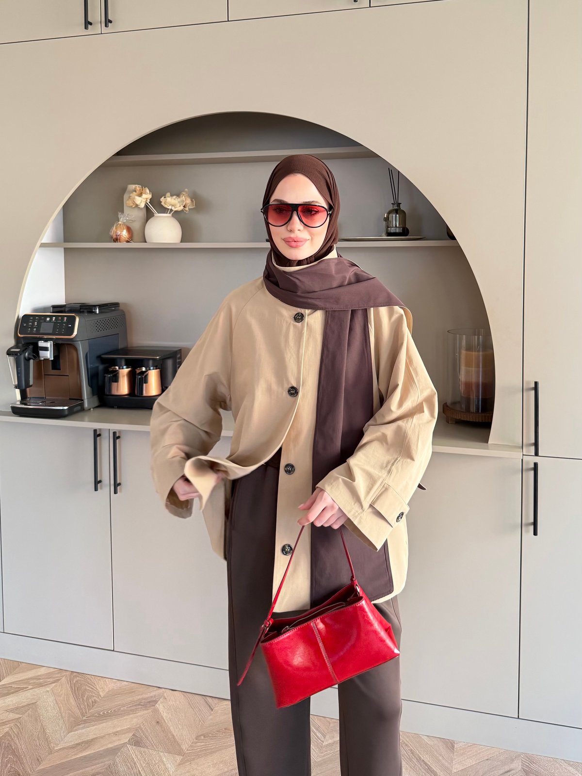 Leya Atkı Detaylı Trenç Bej (4576)