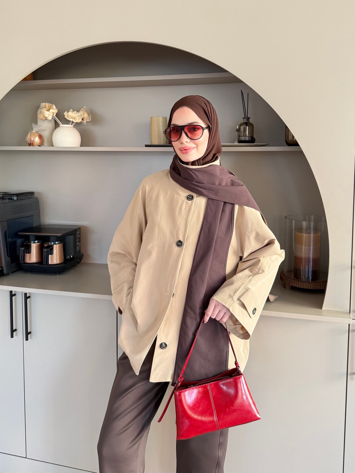 Leya Atkı Detaylı Trenç Bej (4576)