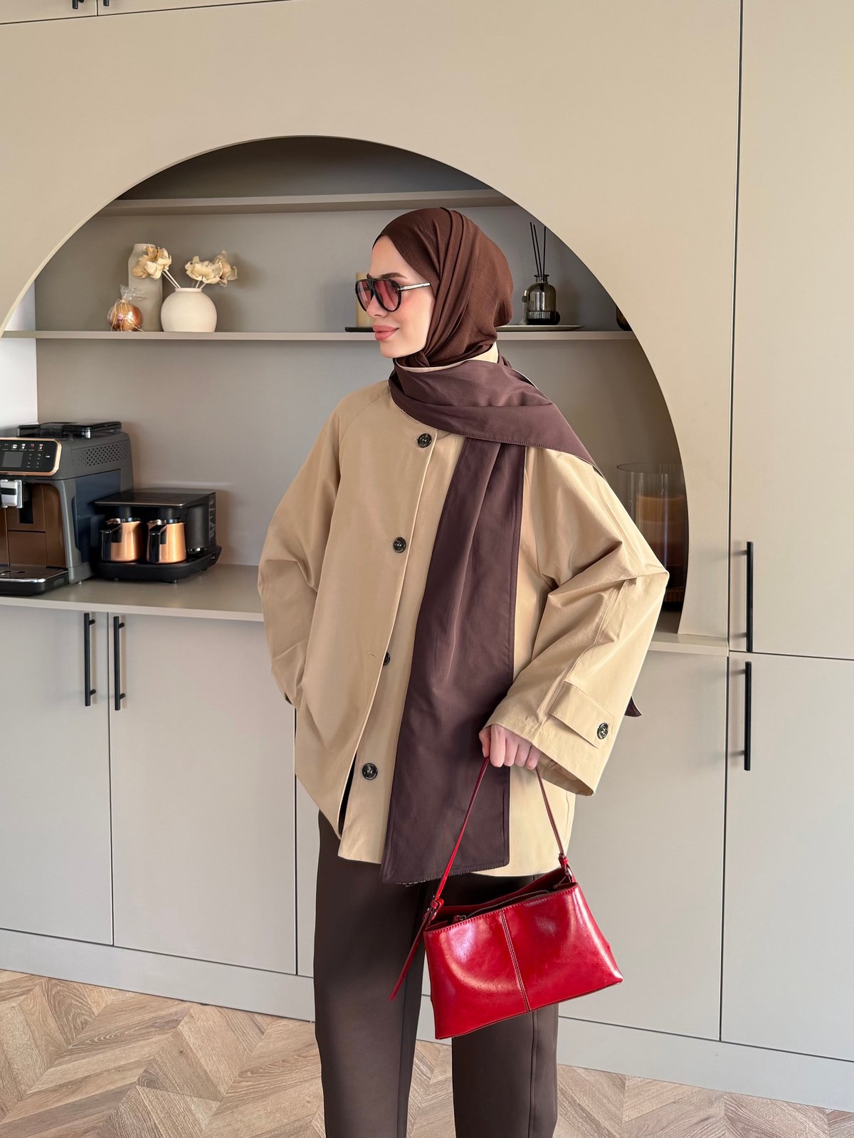 Leya Atkı Detaylı Trenç Bej (4576)