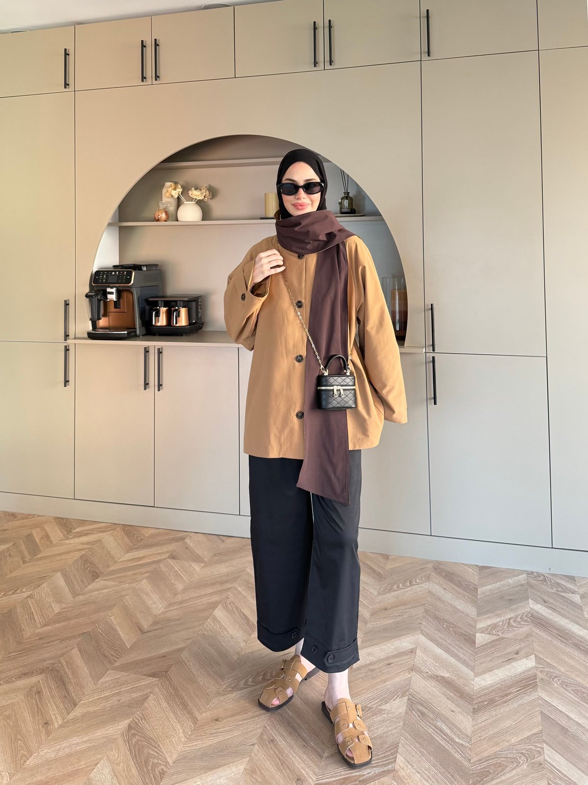 Leya Atkı Detaylı Trenç Camel (4576)
