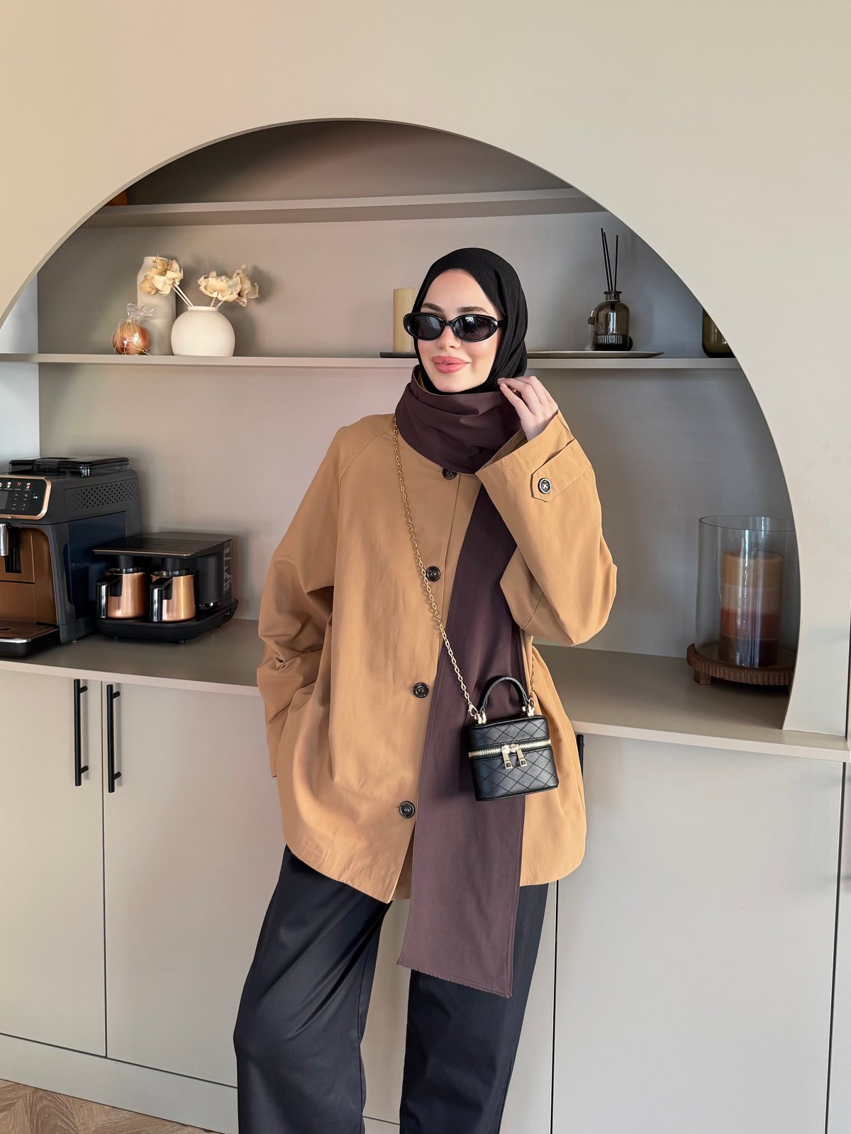 Leya Atkı Detaylı Trenç Camel (4576)