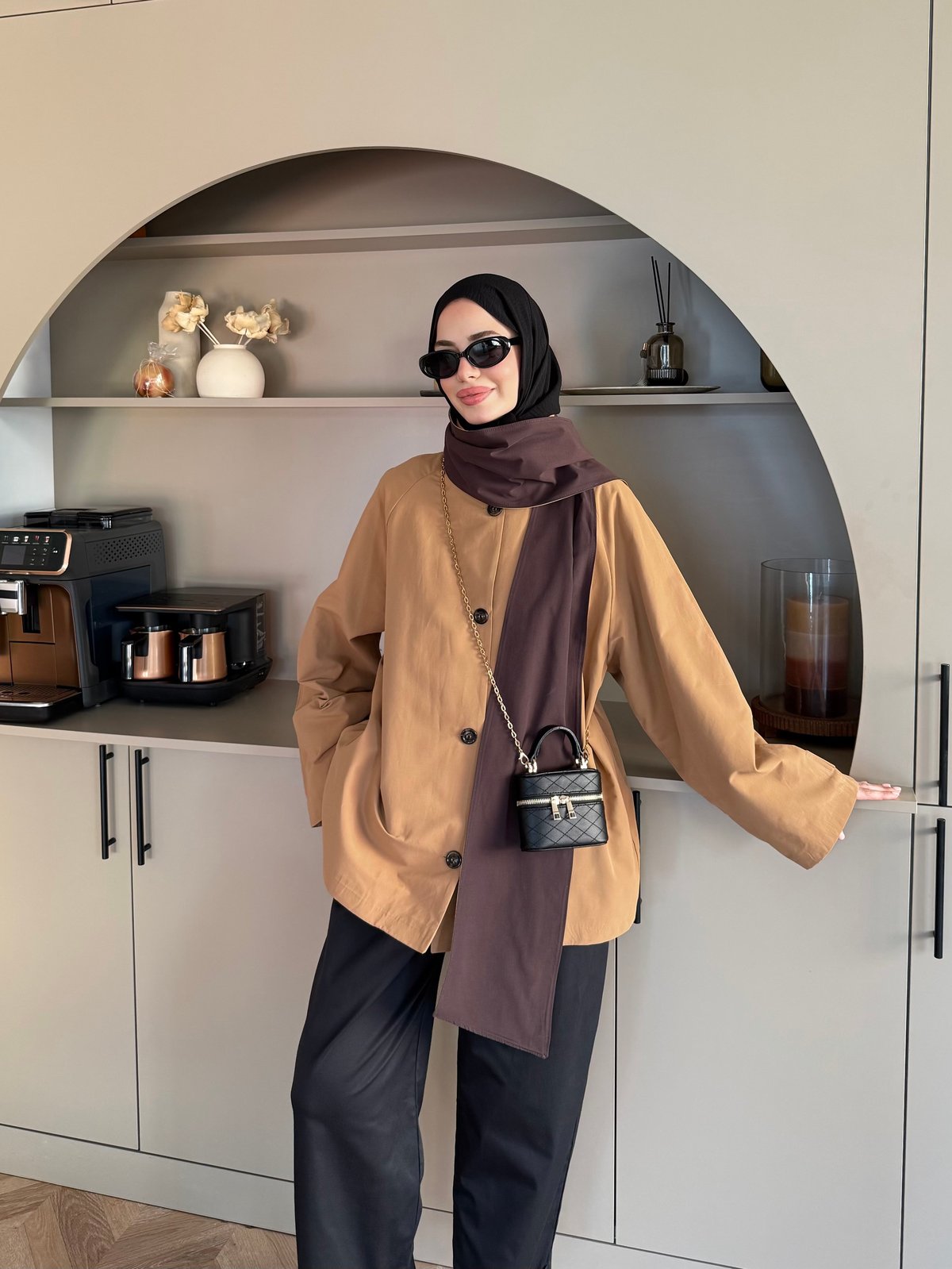 Leya Atkı Detaylı Trenç Camel (4576)