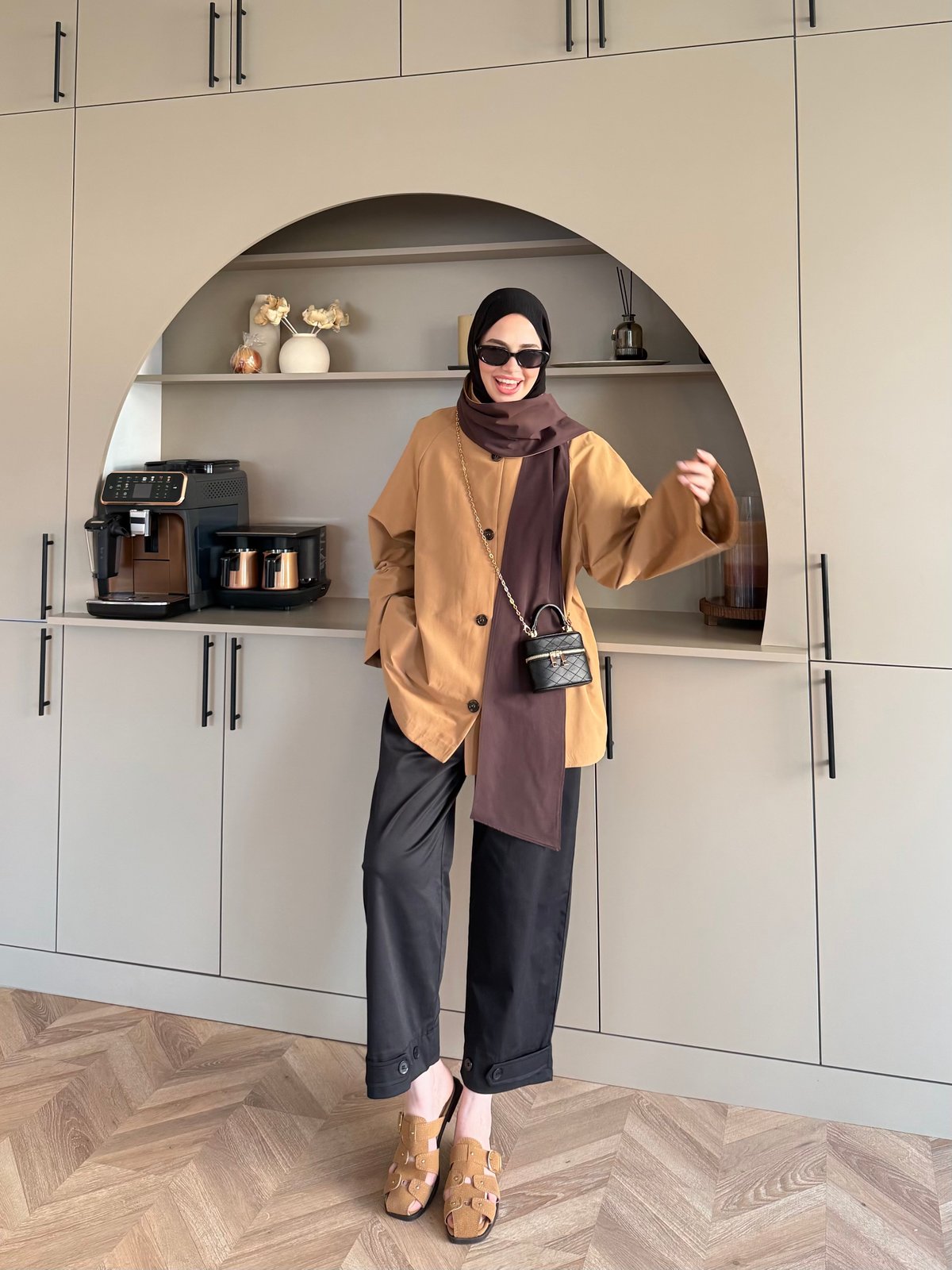 Leya Atkı Detaylı Trenç Camel (4576)