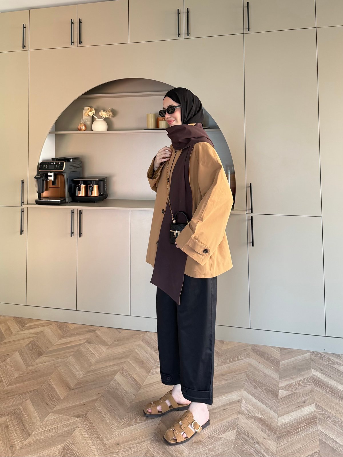 Leya Atkı Detaylı Trenç Camel (4576)