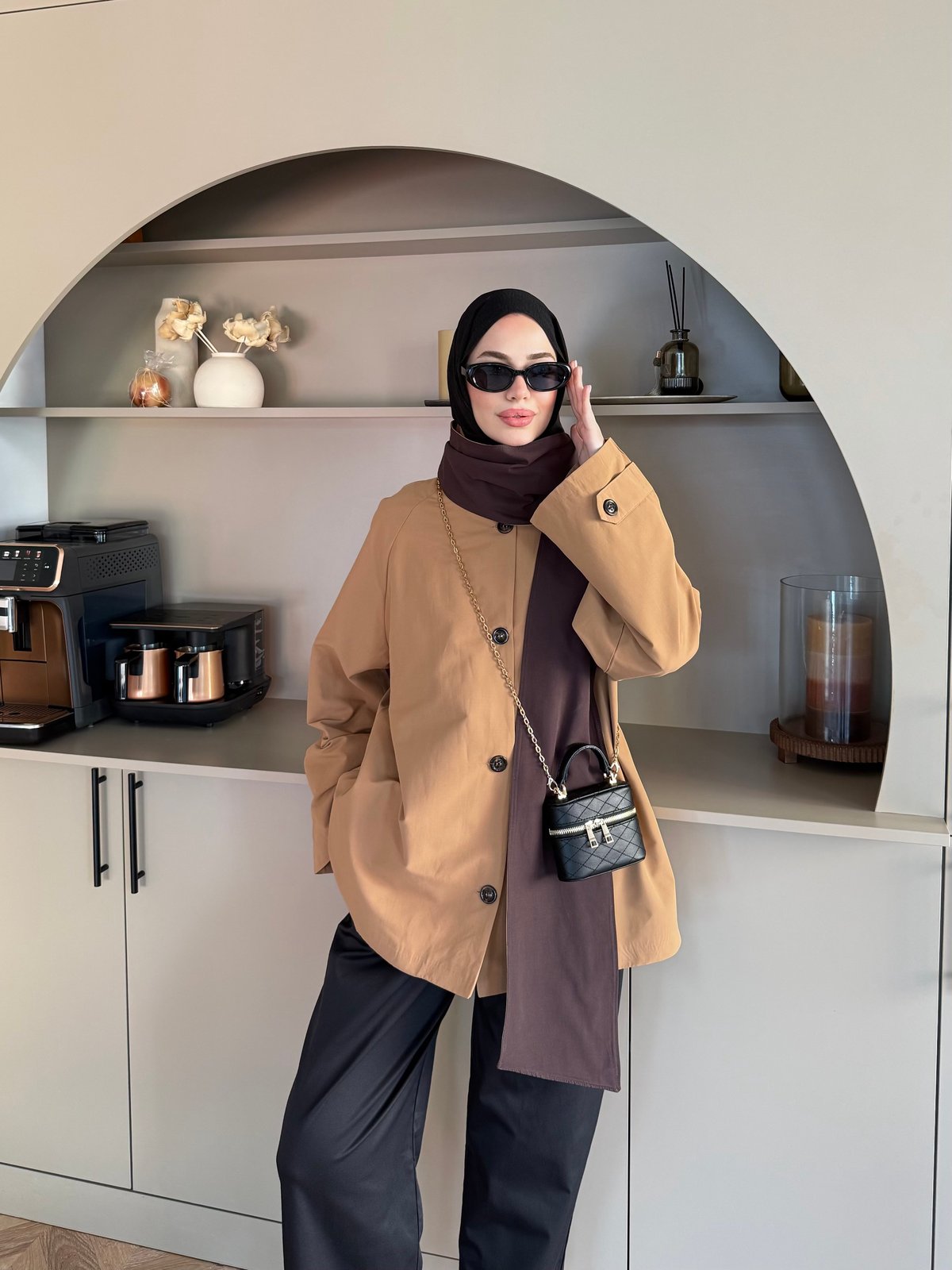 Leya Atkı Detaylı Trenç Camel (4576)