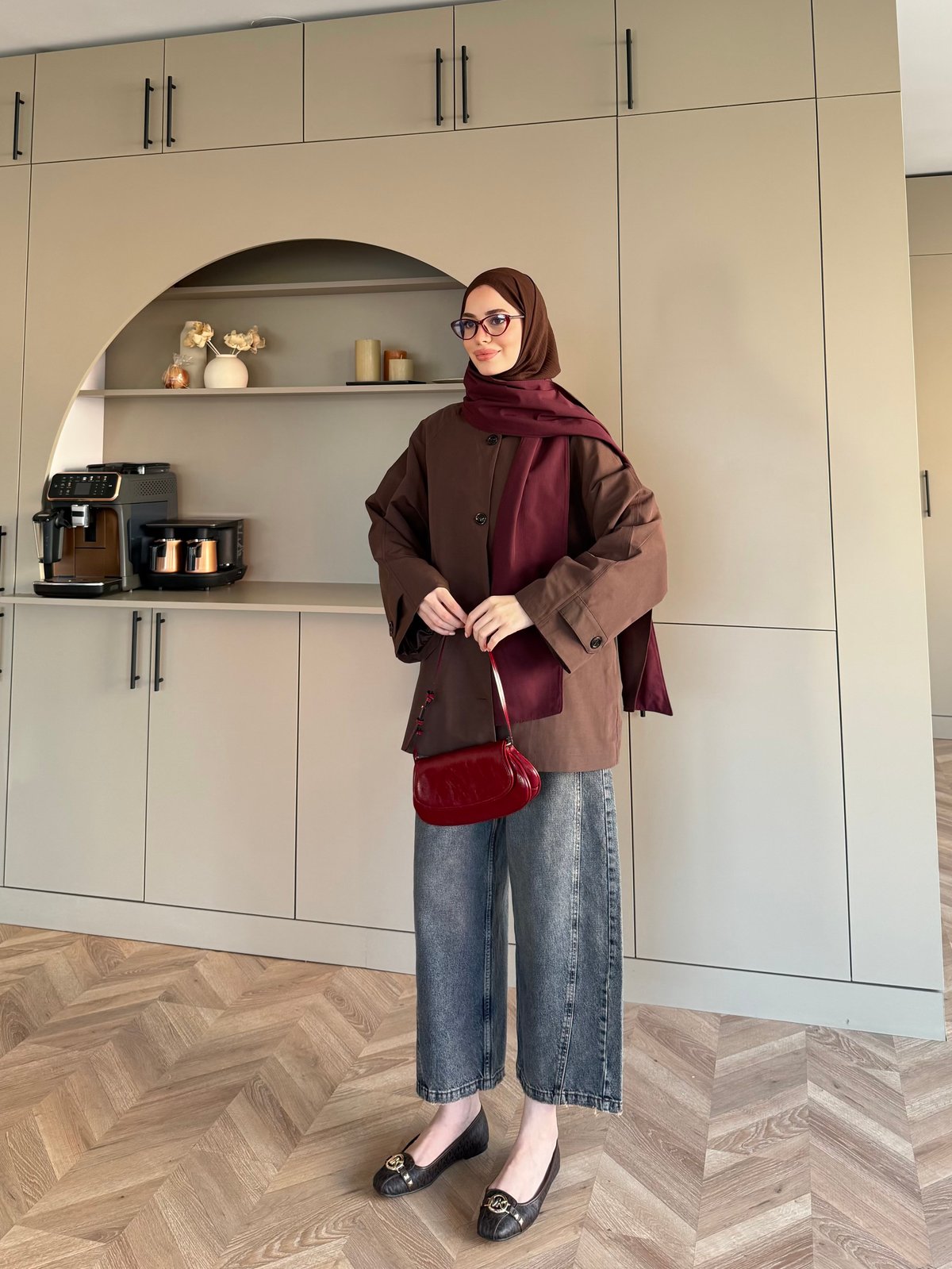 Leya Atkı Detaylı Trenç Kahve (4576)