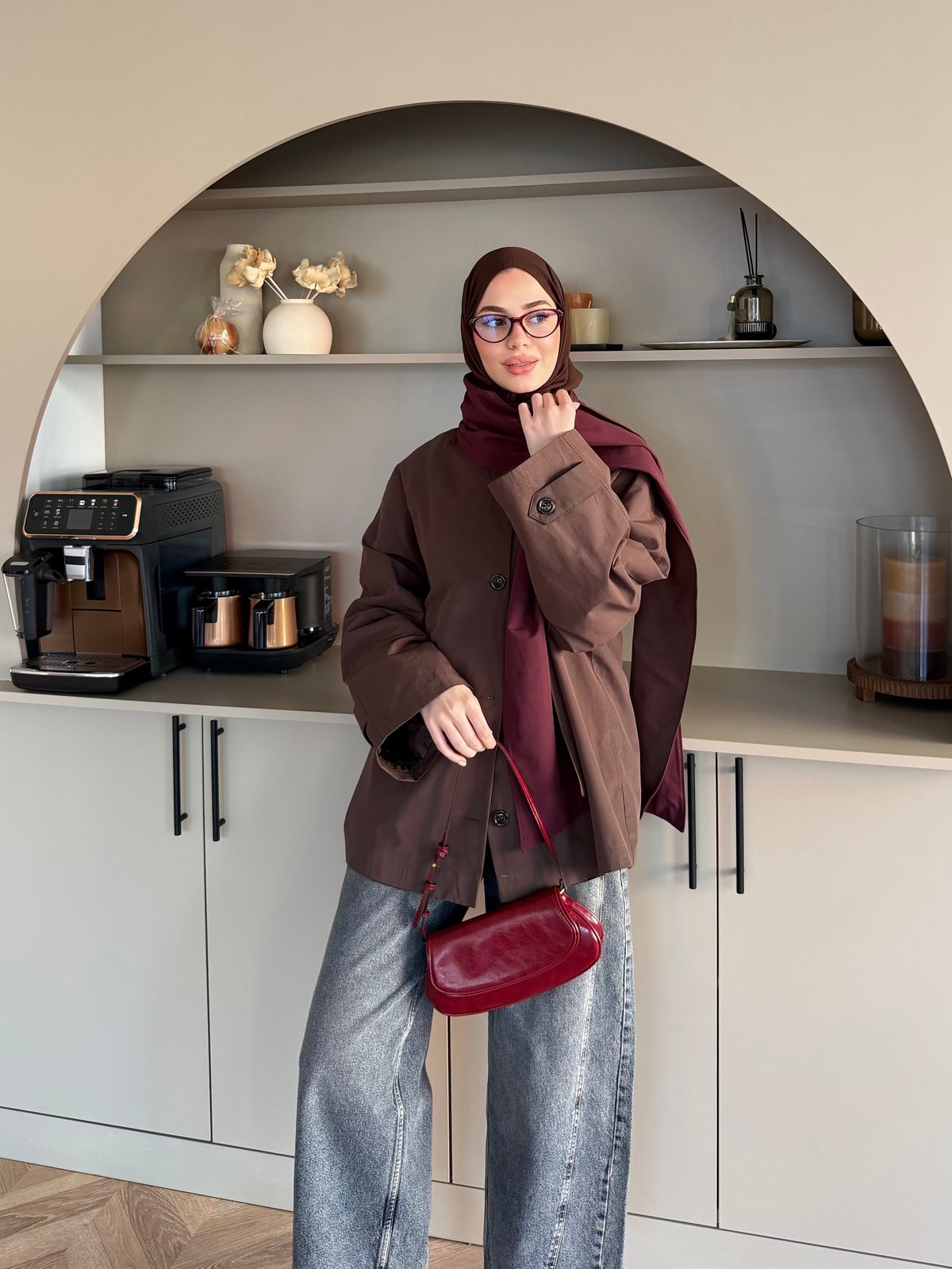 Leya Atkı Detaylı Trenç Kahve (4576)