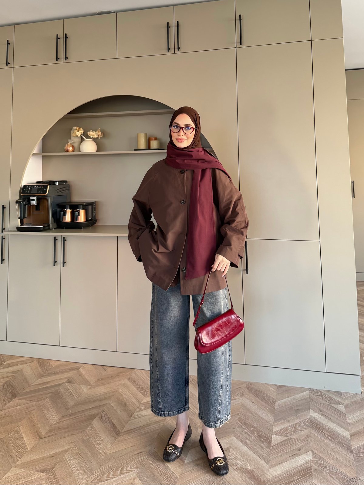 Leya Atkı Detaylı Trenç Kahve (4576)