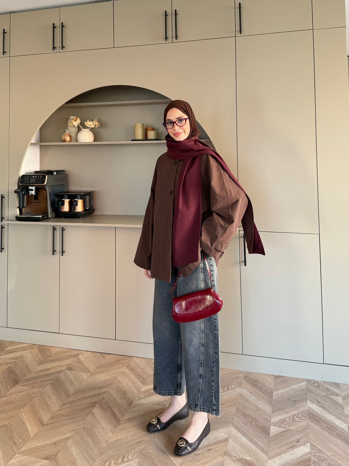 Leya Atkı Detaylı Trenç Kahve (4576)