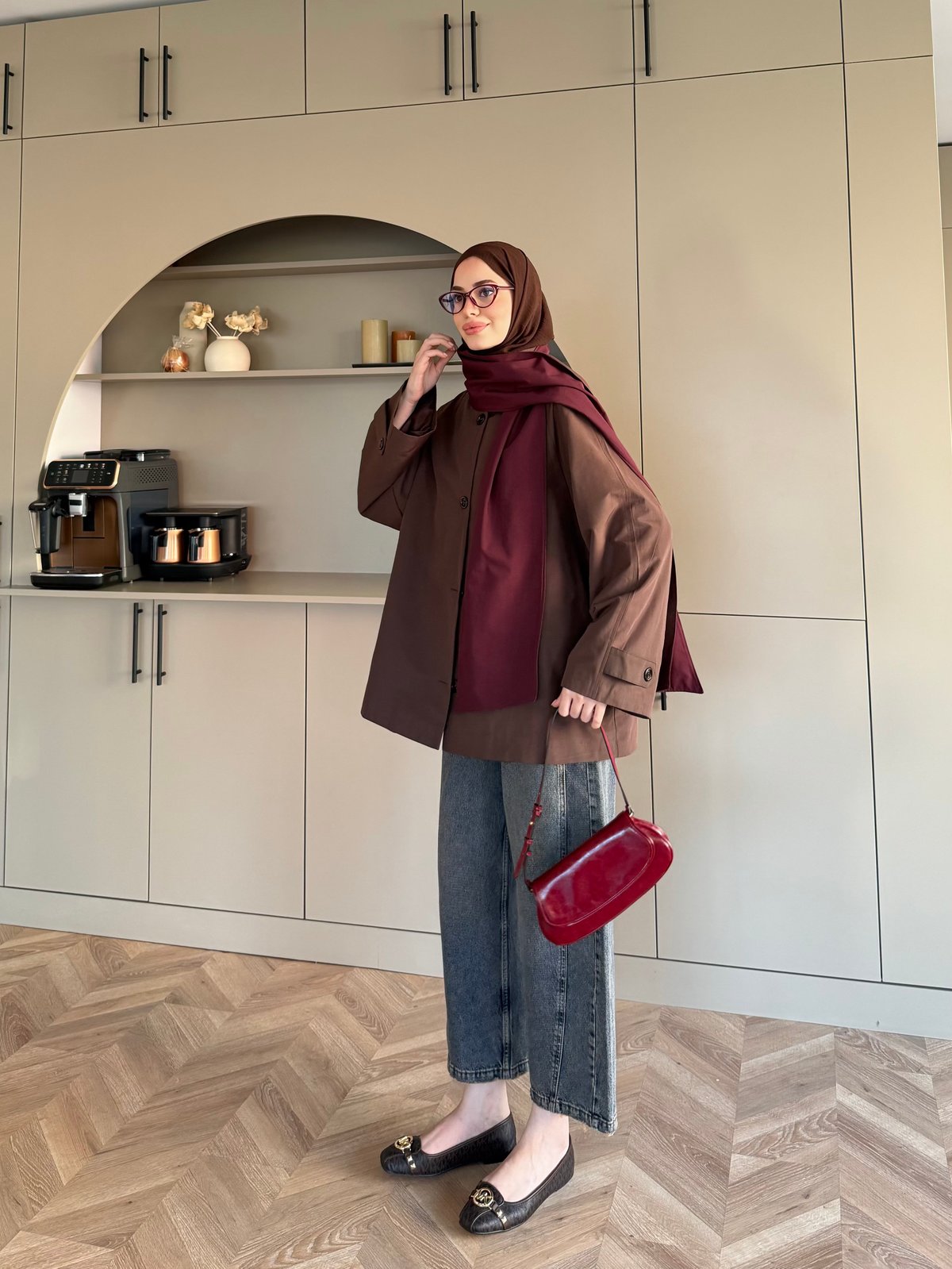 Leya Atkı Detaylı Trenç Kahve (4576)