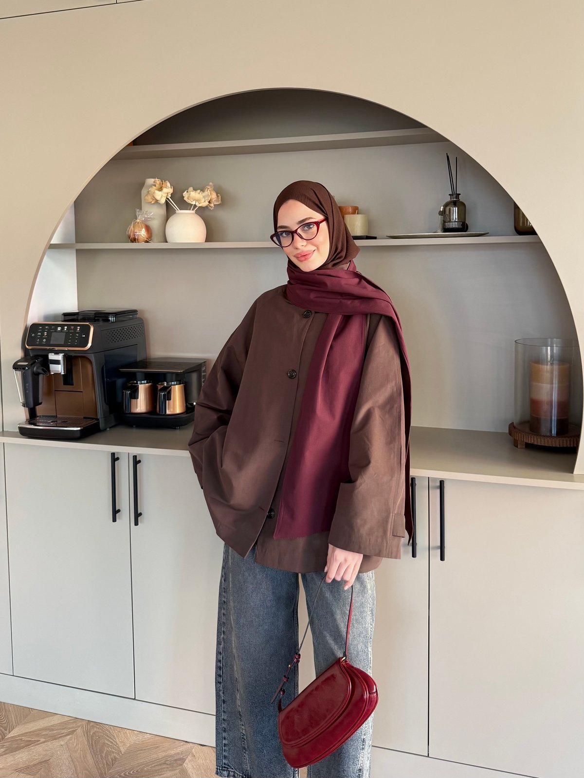 Leya Atkı Detaylı Trenç Kahve (4576)