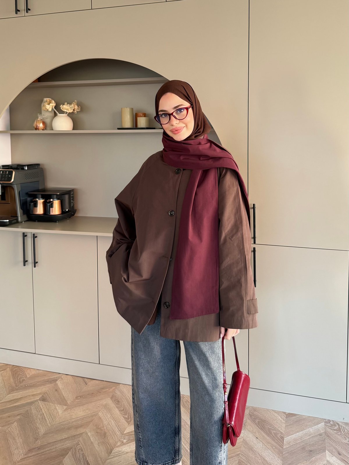 Leya Atkı Detaylı Trenç Kahve (4576)
