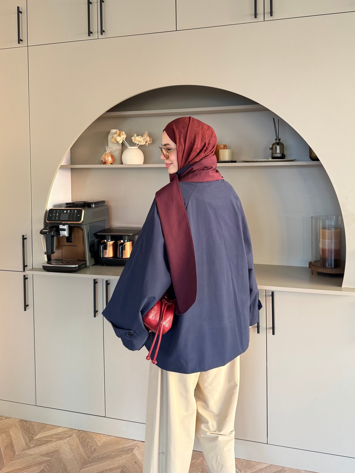 Leya Atkı Detaylı Trenç Lacivert (4576)