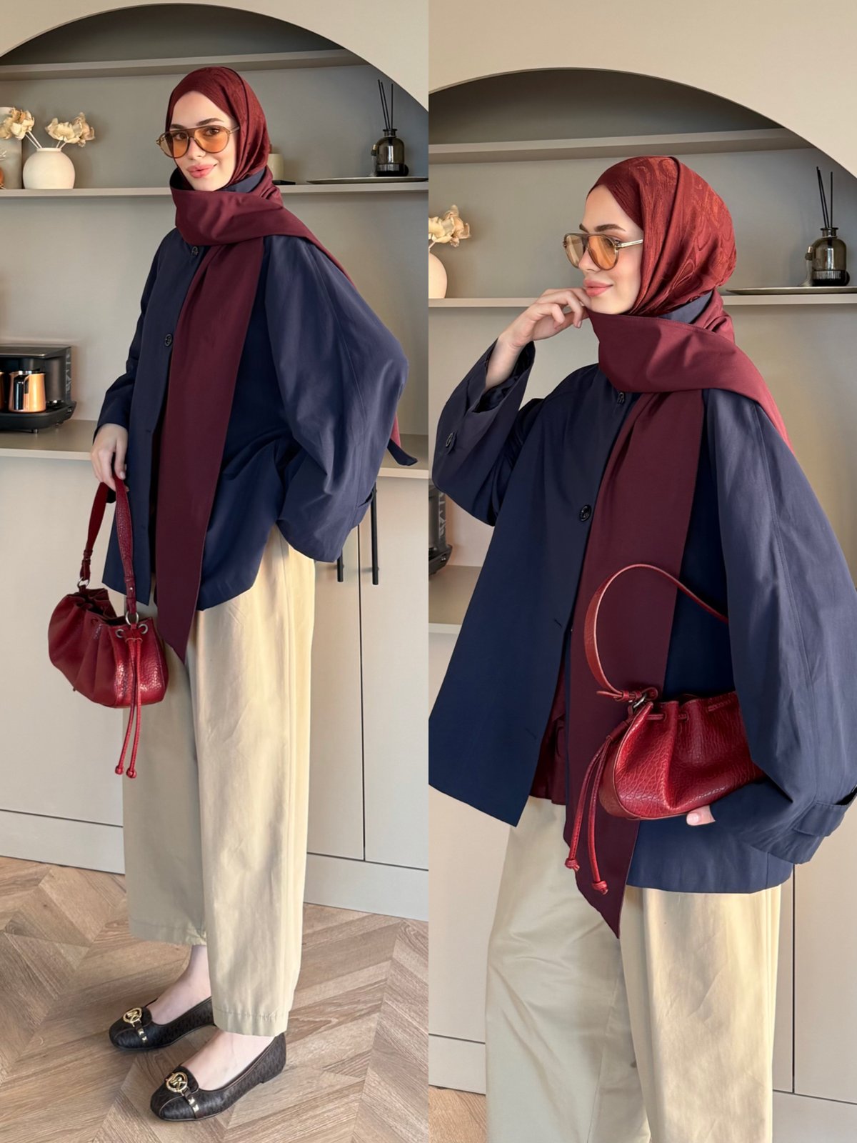 Leya Atkı Detaylı Trenç Lacivert (4576)