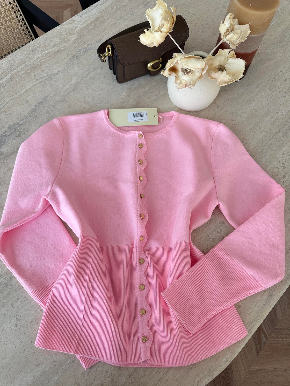 Leyna Çelik Örme Hırka Pembe 