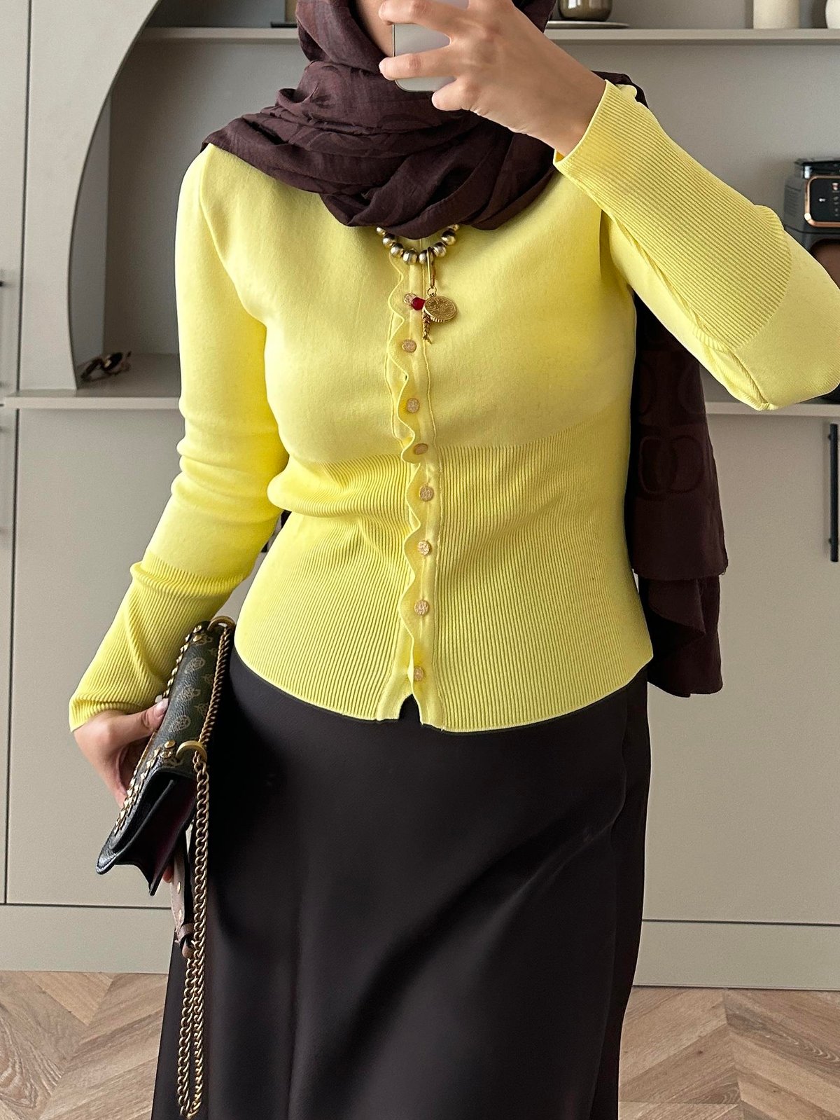 Leyna Çelik Örme Hırka Sarı