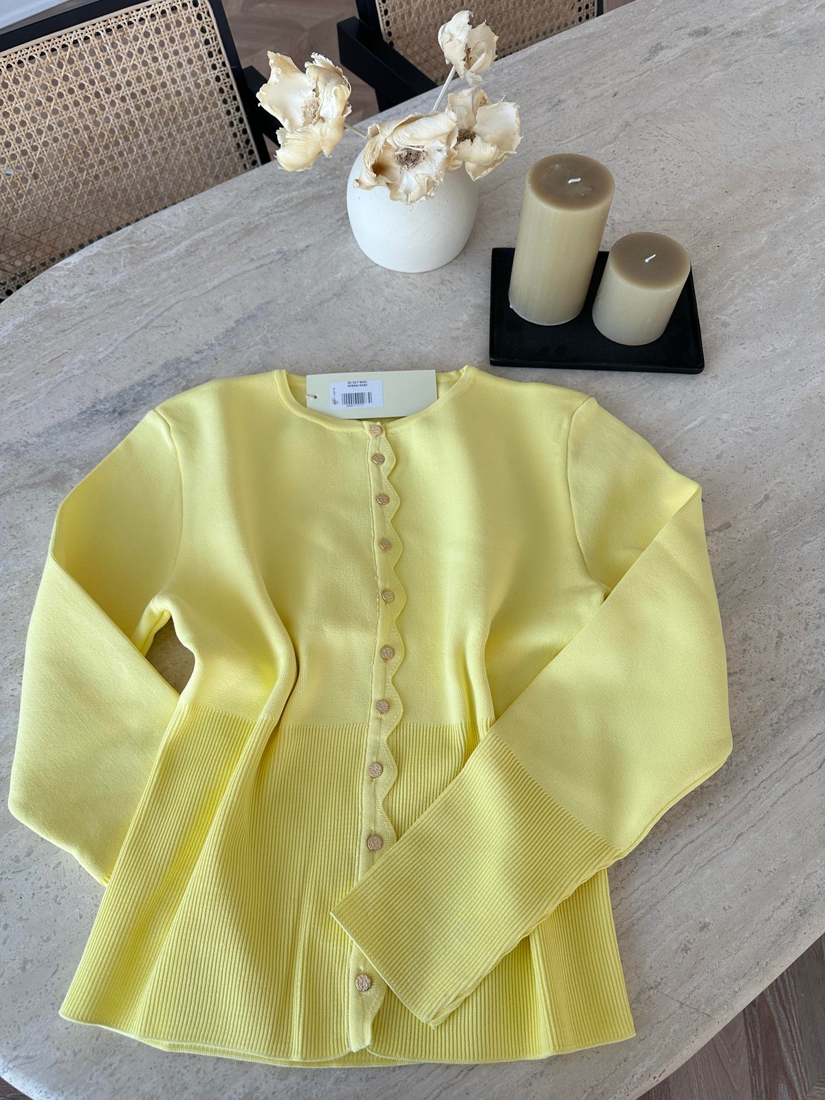 Leyna Çelik Örme Hırka Sarı