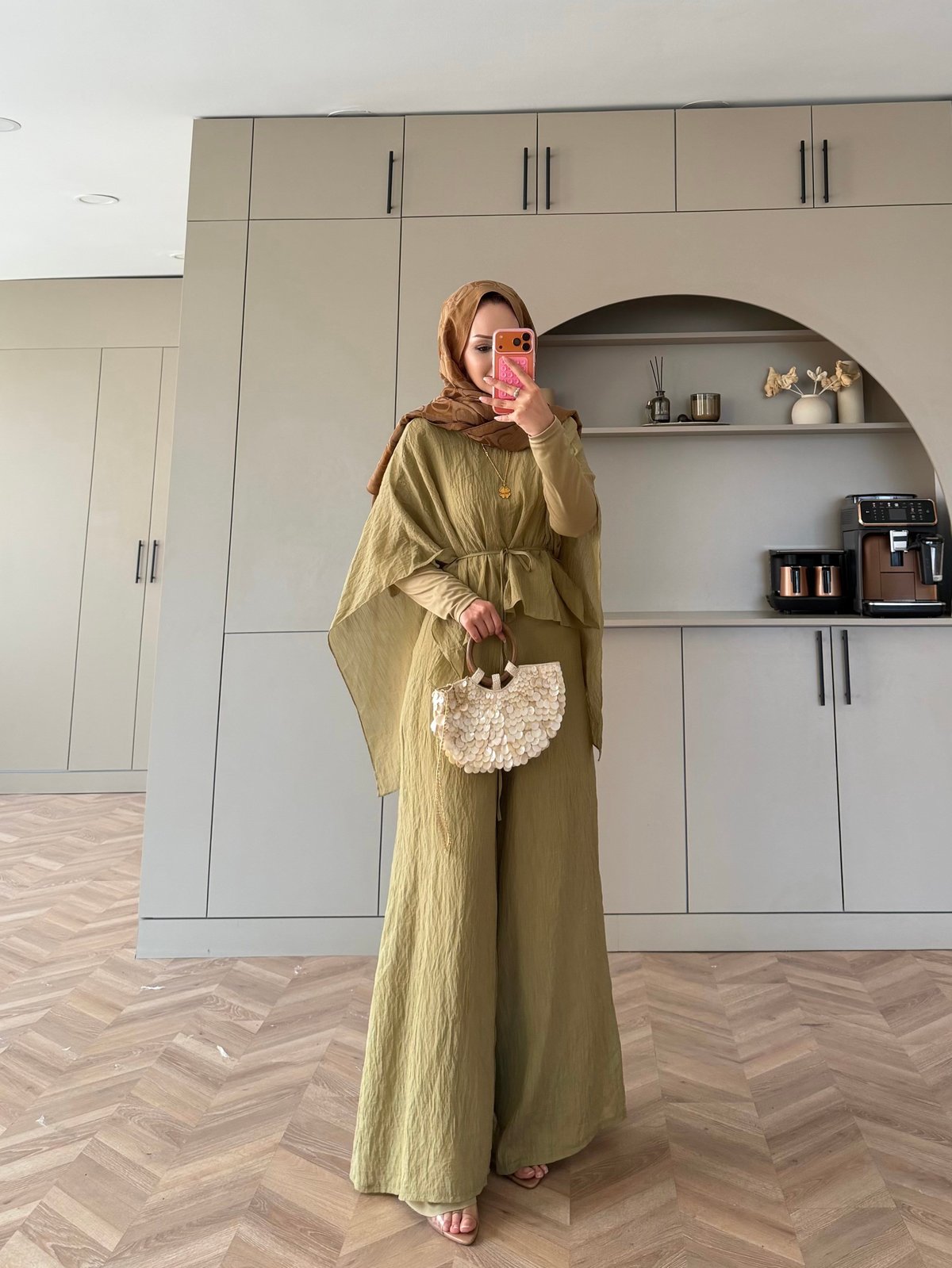 Lilas Asimetrik Kesim Pantolon Takım Yağ Yeşili (4479)