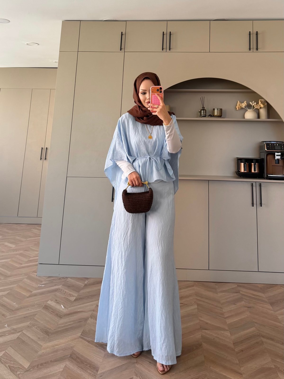 Lilas Asimetrik Pantolon Takım Mavi (4479)