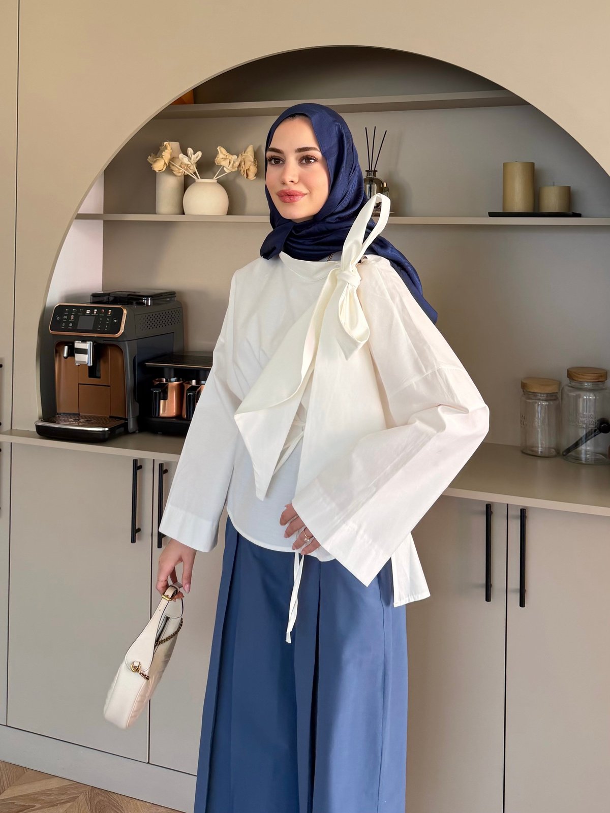 Lilium Bağlama Detaylı Gömlek Ekru (4537)