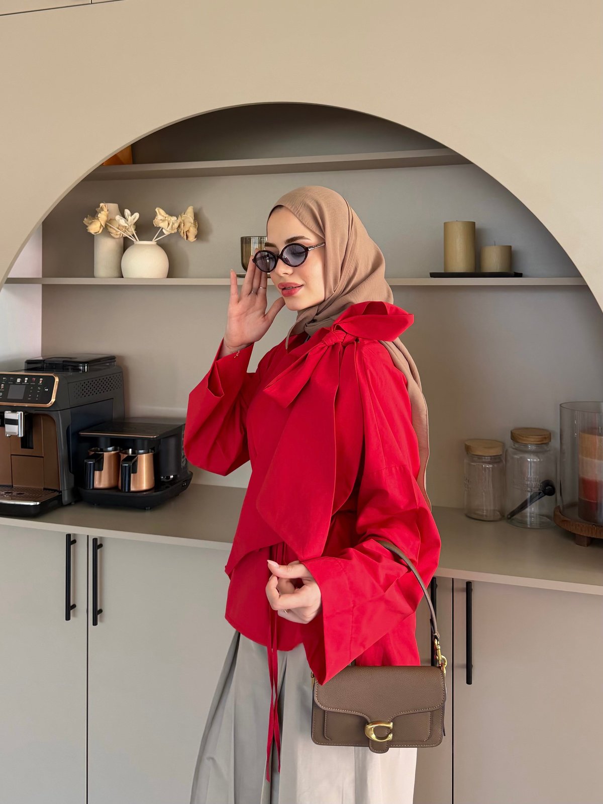 Lilium Bağlama Detaylı Gömlek Kırmızı (4537)