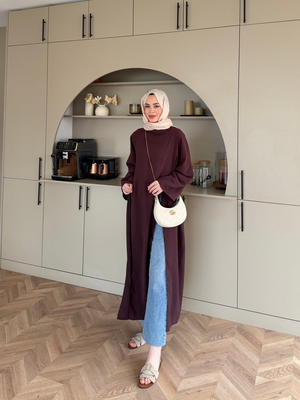 Lina Yırtmaçlı Tunik Bordo (4507)