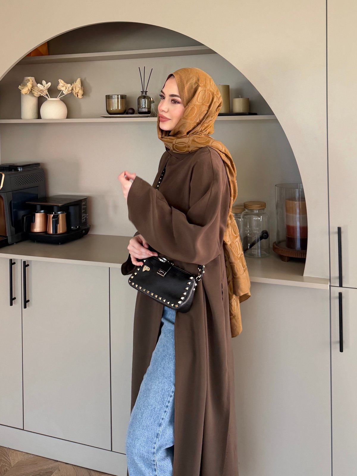 Lina Yırtmaçlı Bluz Kahve (4507)