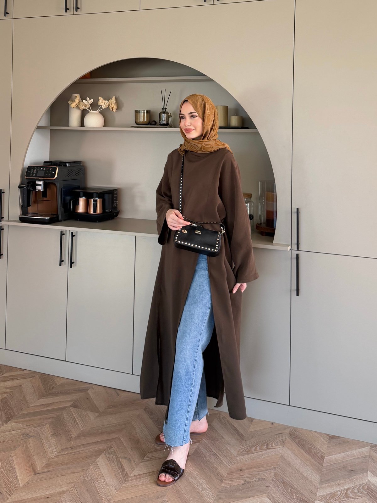 Lina Yırtmaçlı Bluz Kahve (4507)