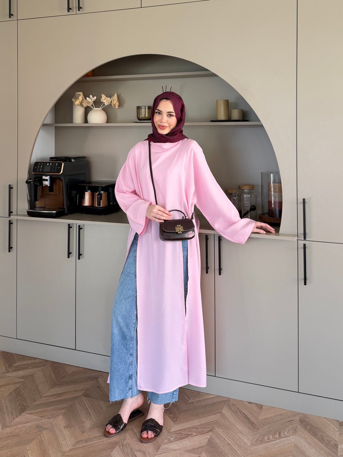 Lina Yırtmaçlı Bluz Pembe (4507)