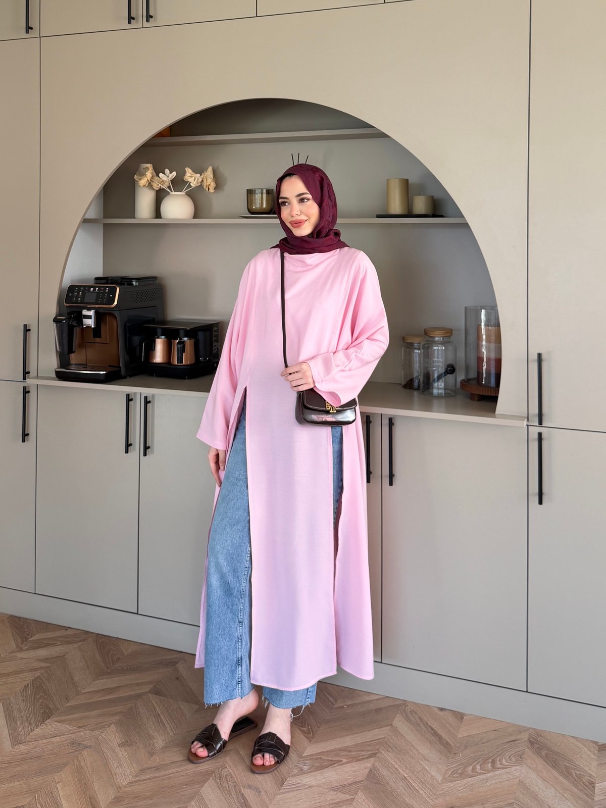 Lina Yırtmaçlı Bluz Pembe (4507)