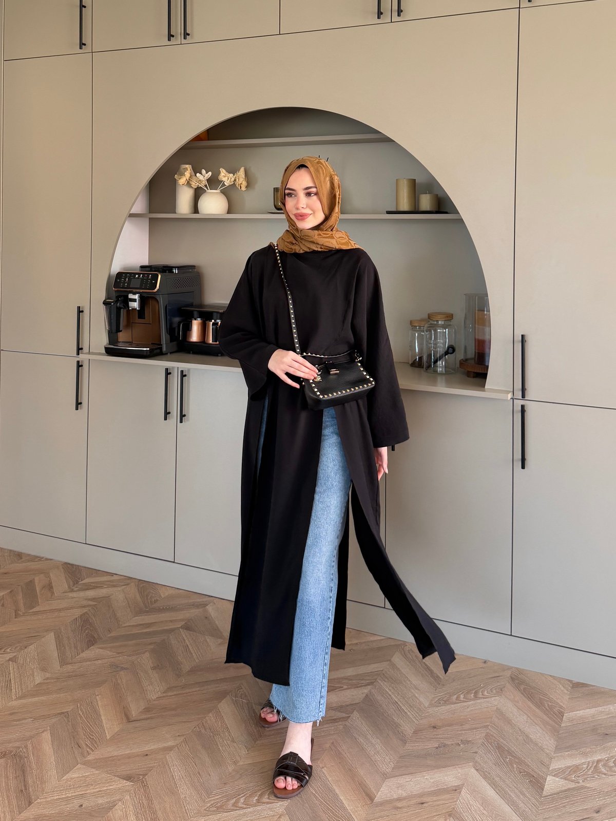 Lina Yırtmaçlı Bluz Siyah (4507)