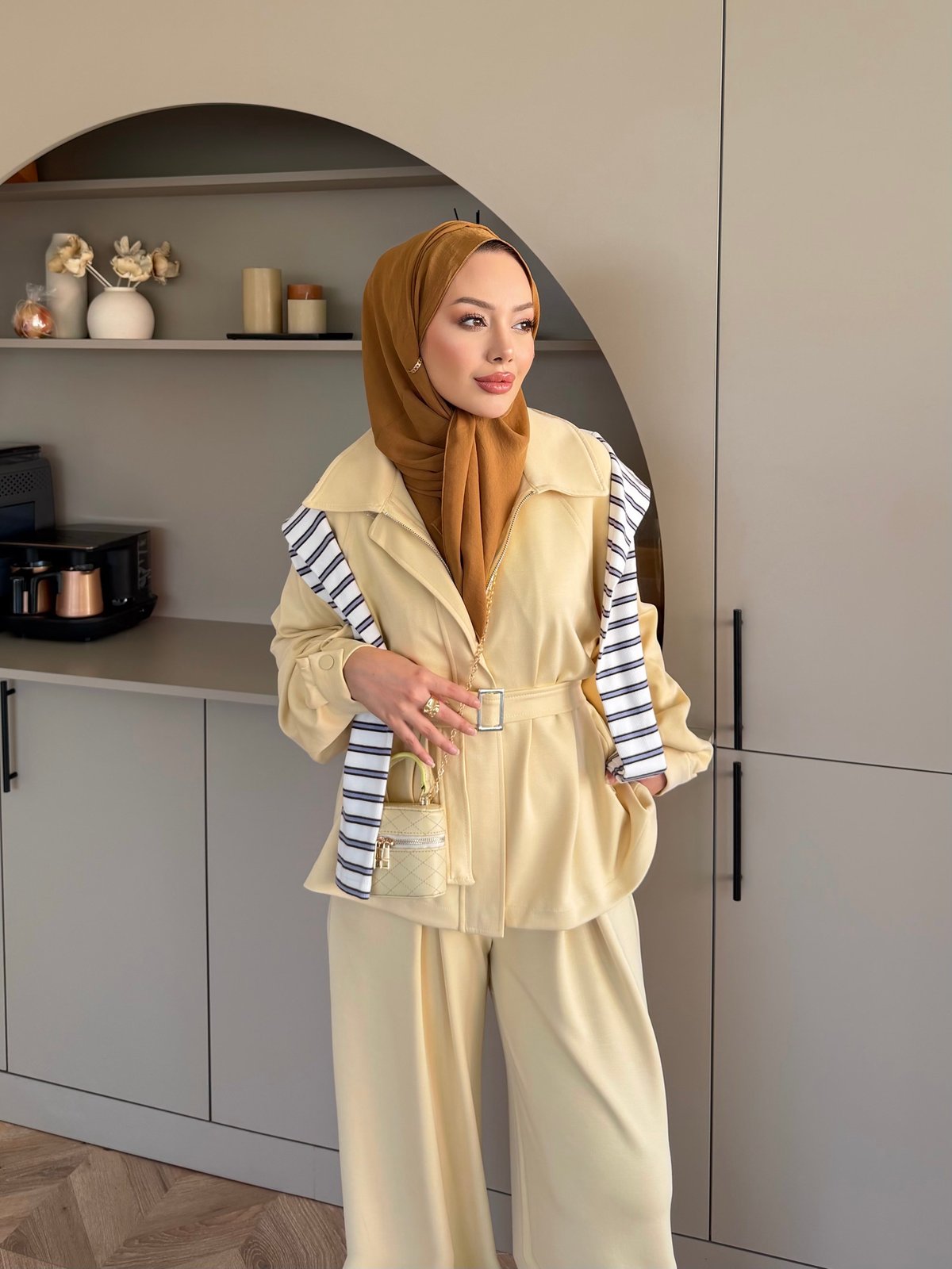 Linel Fermuarlı Pantolon Takım Butteryellow (4555)